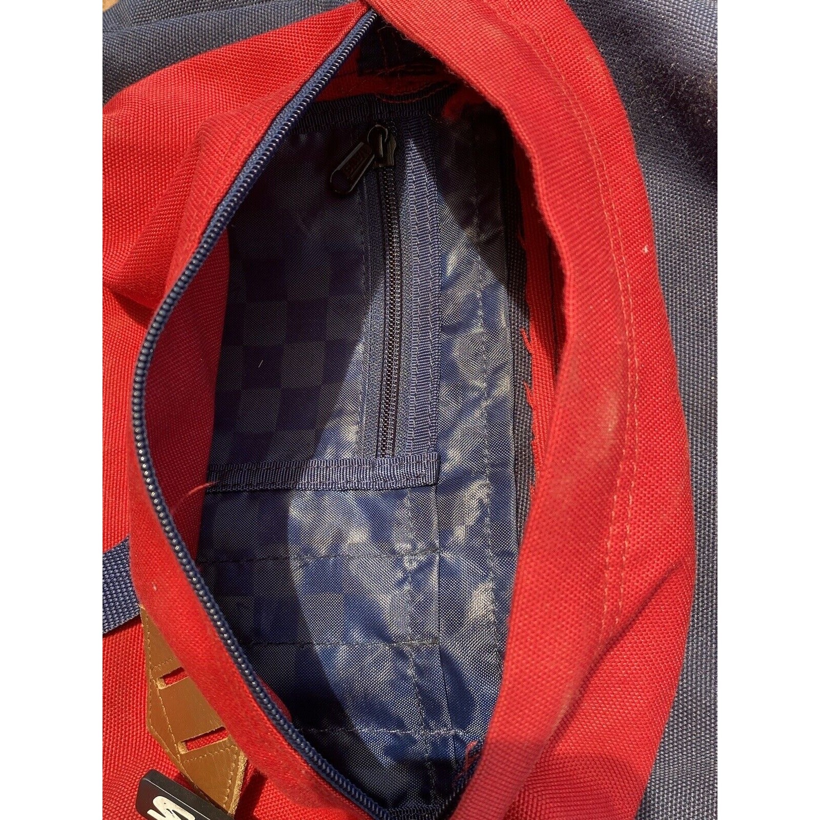 Vans Off The Wall Red/Blue Backpack Checkered Lining Skate Skool Tilly’s B2S