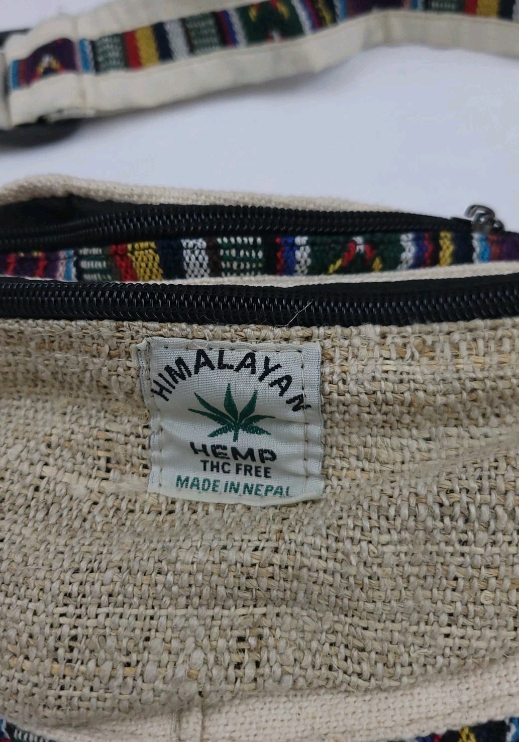 Himalayan Hemp Multicolor Boho Pattern Fanny Pack Waist Bag Made In Nepal Vtg