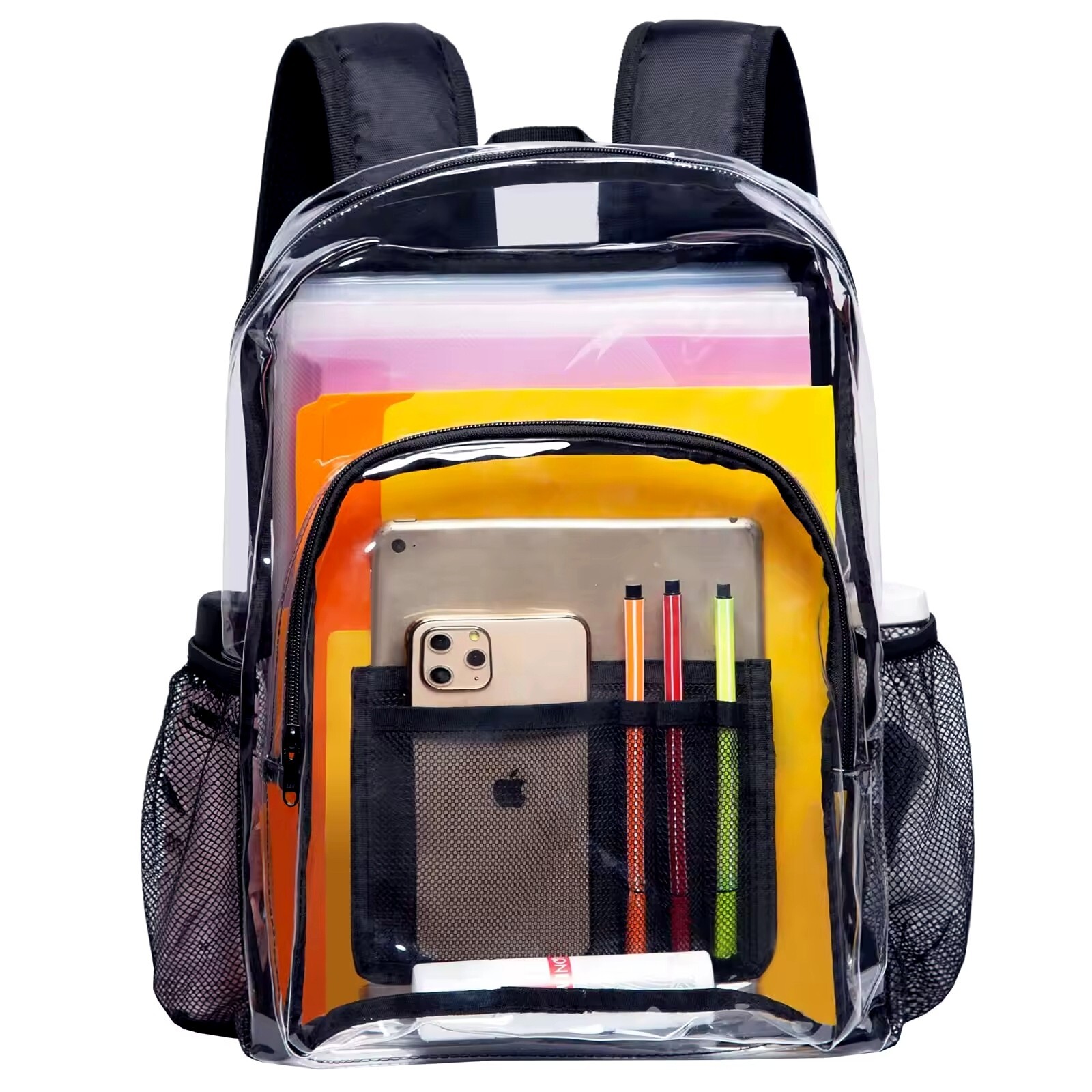 LARGE HEAVYDUTY CLEAR BACKPACK Transparent See Tru PVC School Bookbag – Stadium