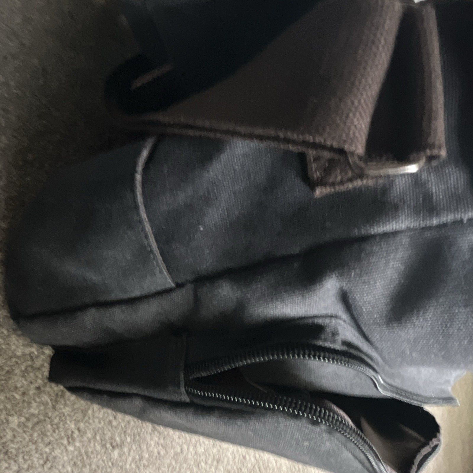 Black Solid Messenger Bag Crossbody Adjustable Strap Buckle Flap Zip Pockets