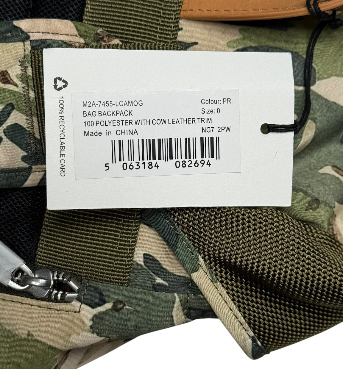 PS Paul Smith Canvas Backpack Khaki Green Abstract Camouflage print New $398