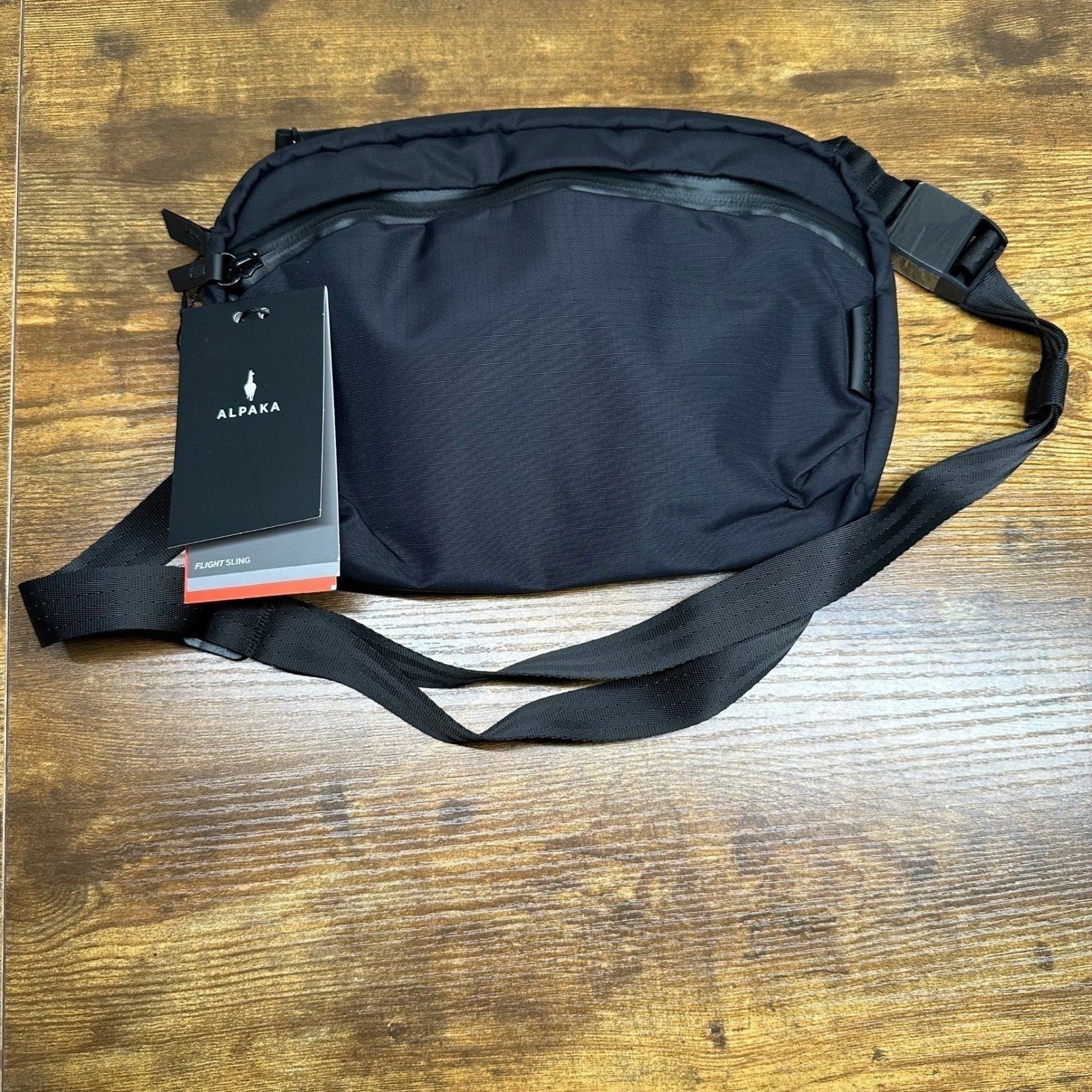 ALPAKA Flight Sling 2L Black Axoflux 210D Ripstop Nylon Travel Crossbody Bag