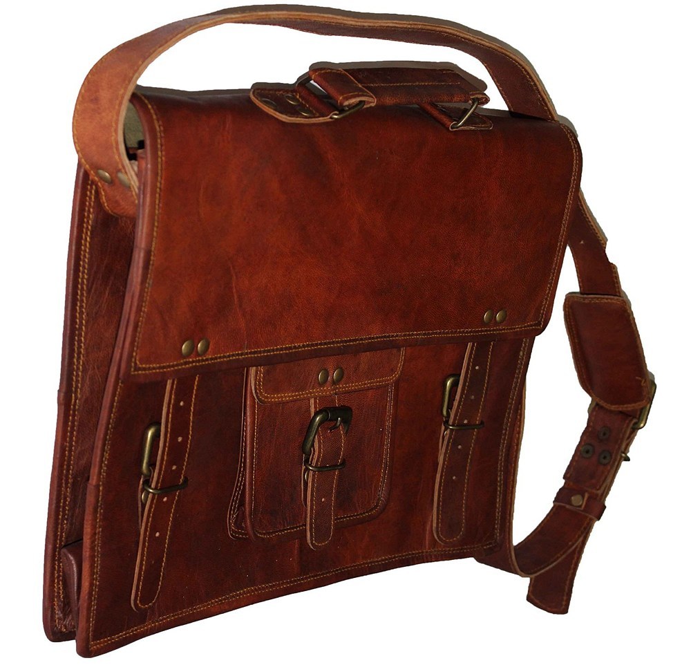 New Men’s Vintage Brown Leather satchel Messenger Shoulder Laptop Briefcase Bag