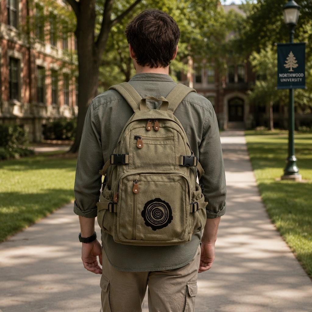 Tree Rings Canvas Backpack 13 Inch Laptop Travel Bag Free Ship US ⭐