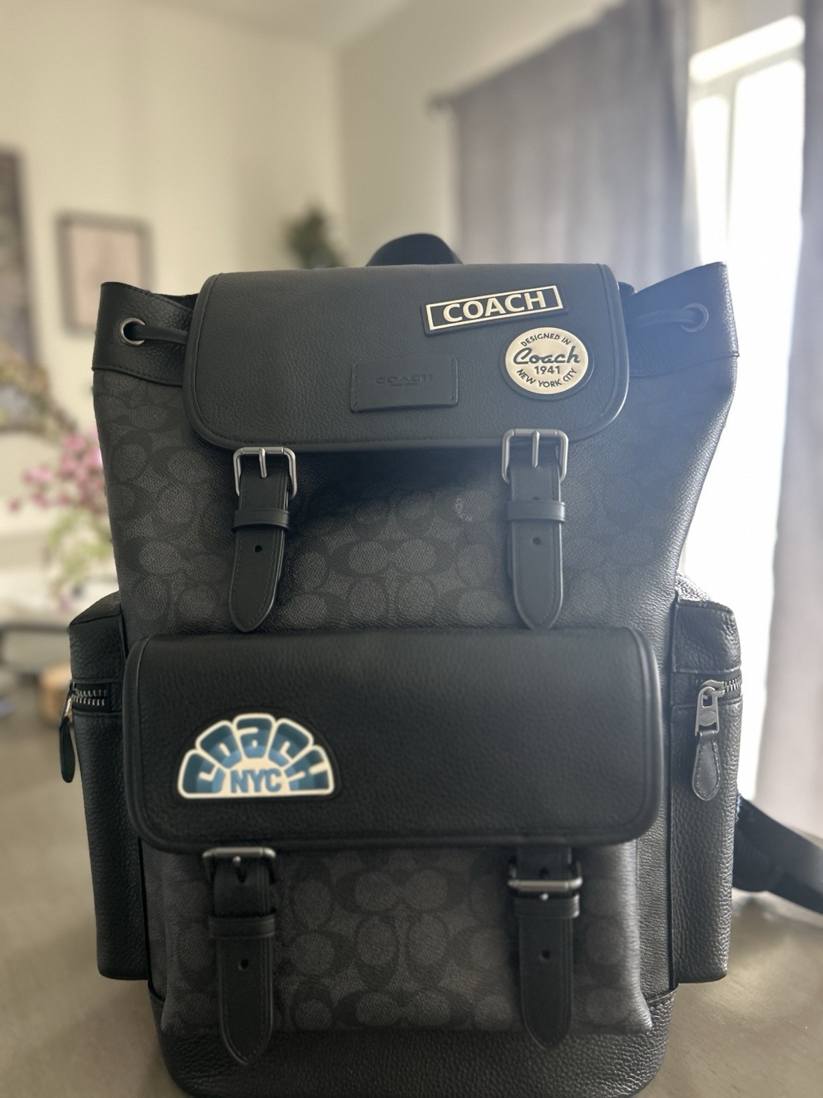 Limited Coach MEN Sprint Backpack In Signature Canvas With Patches CY818 – Used