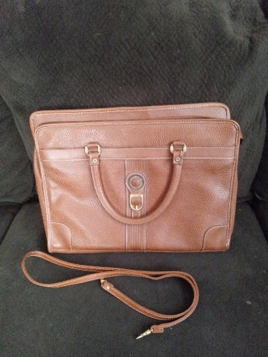 JACKSON EXPANDABLE BROWN LEATHER BRIEFCASE With Detachable Strap