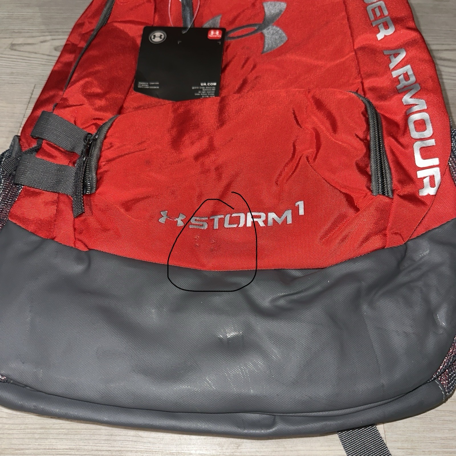 Under Armour Backpack One Size Red Black Storm 1 Laptop School Sports Travel NWT