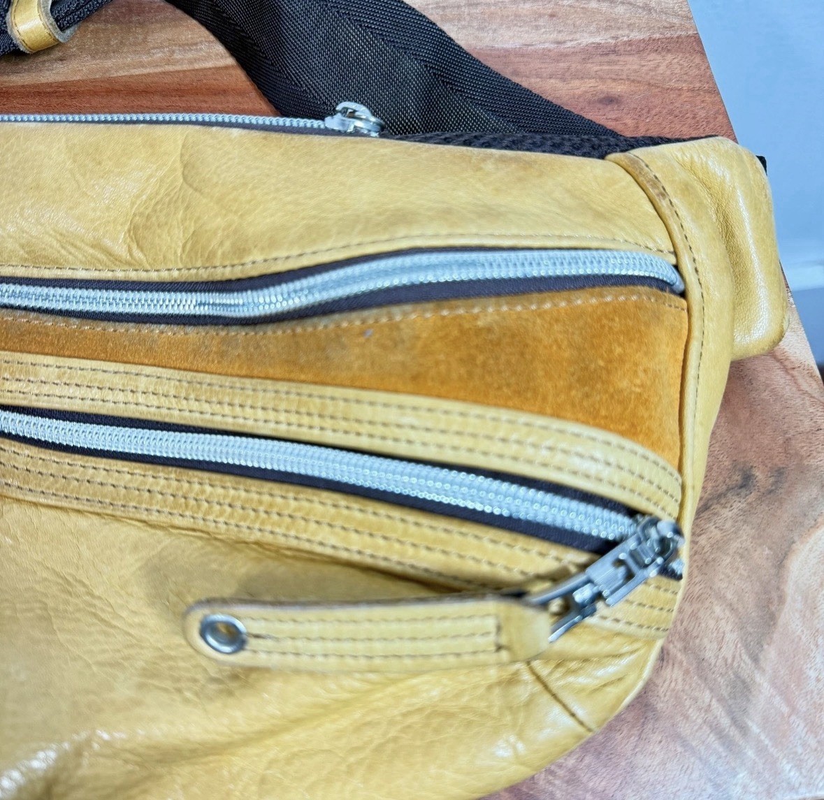 Master-piece MSPC Yellow Leather Sling Bag Waist Pack Made in Japan