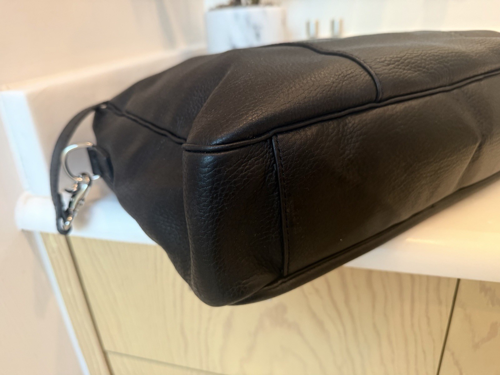 Cole Haan Black Leather Briefcase Workbag With Detachable Shoulder Strap