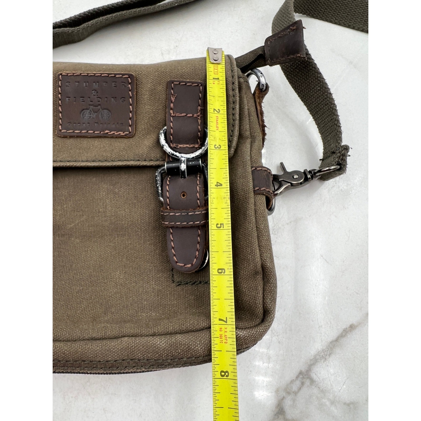 Stumper & Fielding Canvas Messenger Bag Crossbody Brown Leather Great Britain
