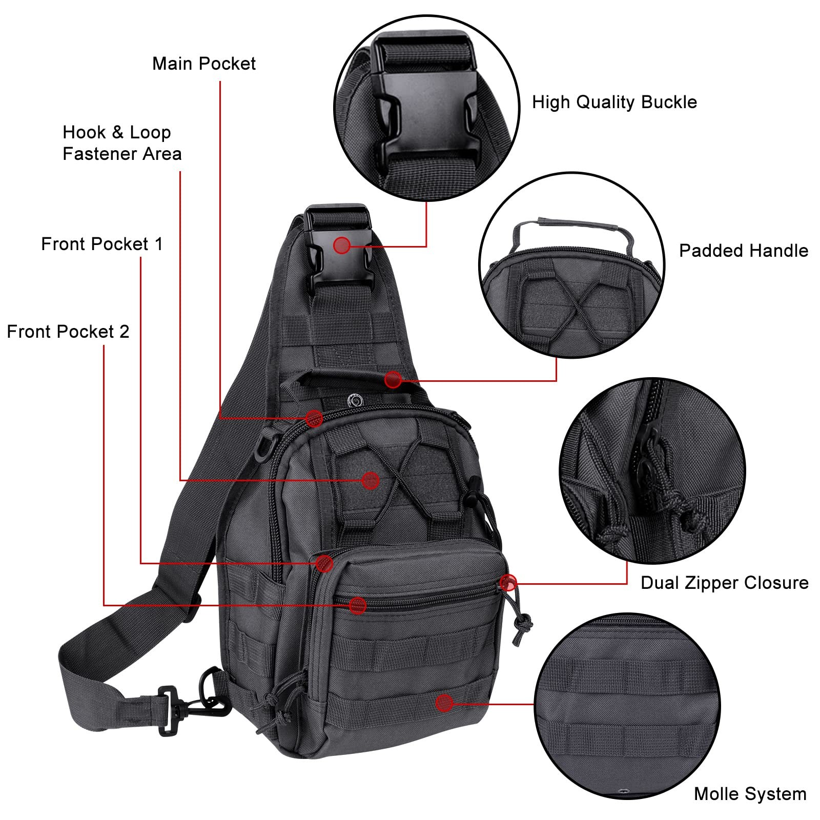 Tactical Backpack, Waterproof Military Cross-body Molle Sling Shoulder Backpa…