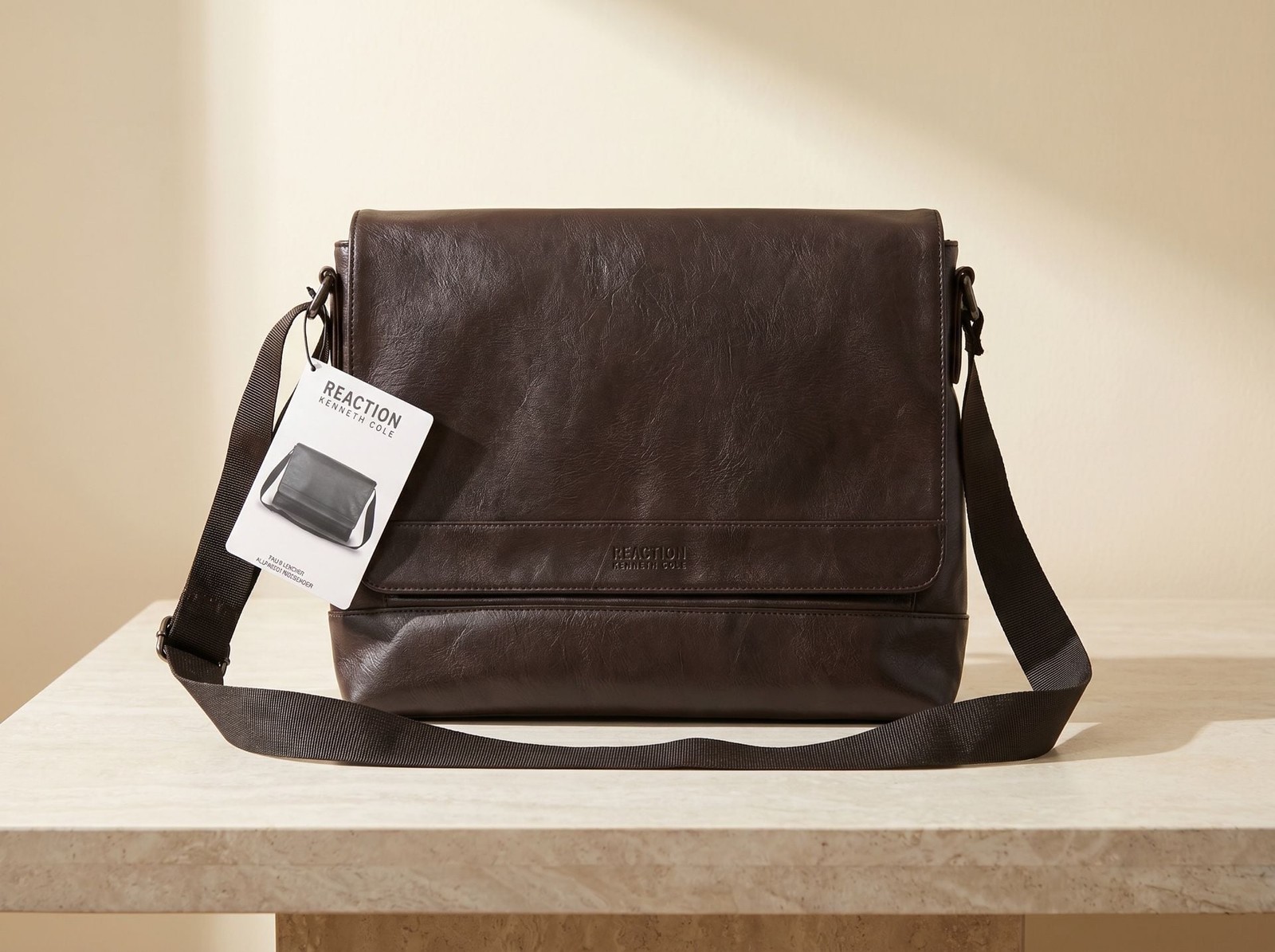 Kenneth Cole Reaction Men’s Brown Faux Leather Messenger Bag