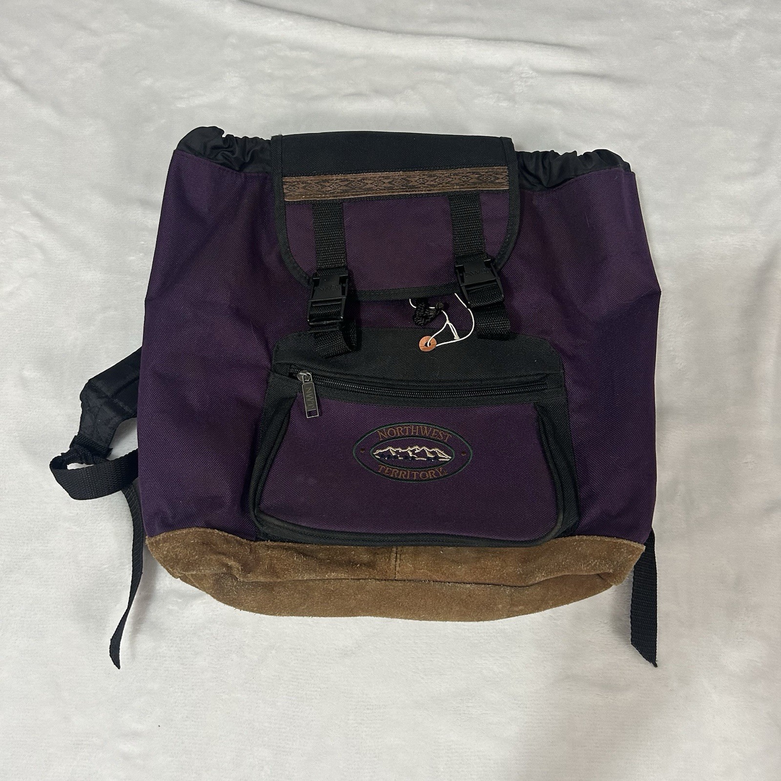Vintage Northwest Territory Backpack Back Pack Purple Leather Suede Bottom