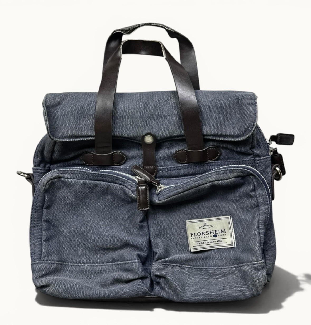 Men’s Florsheim Vincent Padded Messenger Bag Cargo Utility Canvas USA Made