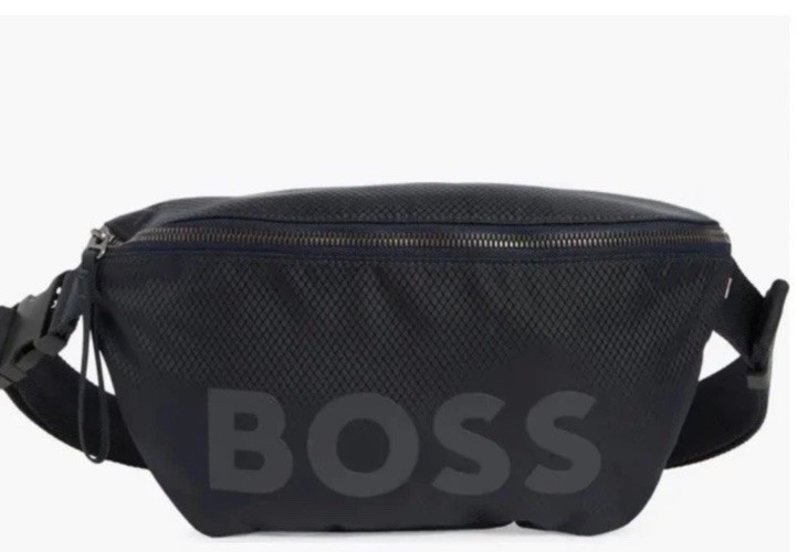 NWT Hugo Boss Bumbag Pixel Belt Bag Black Spell out Logo