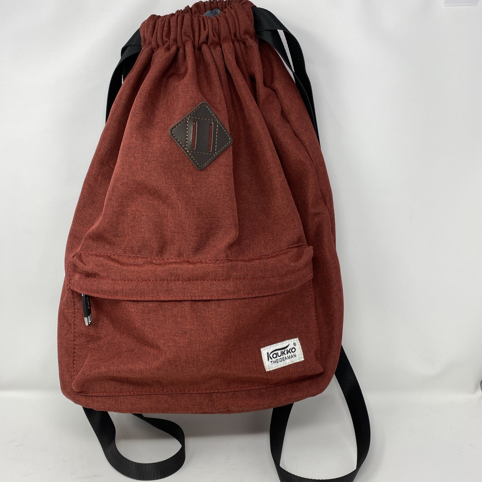 KAUKKO Backpack Drawstring Waterproof Red Nylon Swimming Gym Yoga Sports Bag