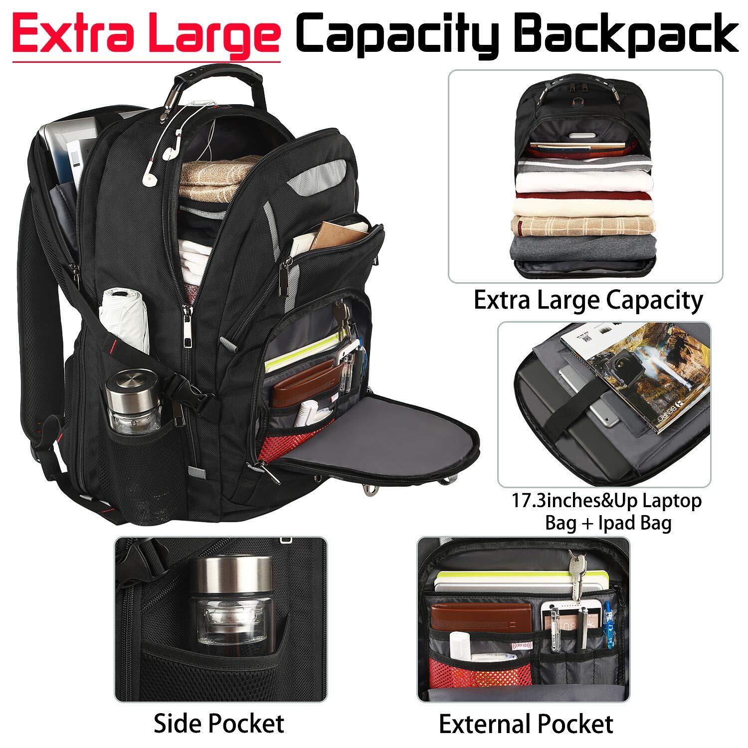 18.4 Men’s LAPTOP BACKPACK 55L Extra L USB Charger RFID Anti-theft Black MOGPLOF