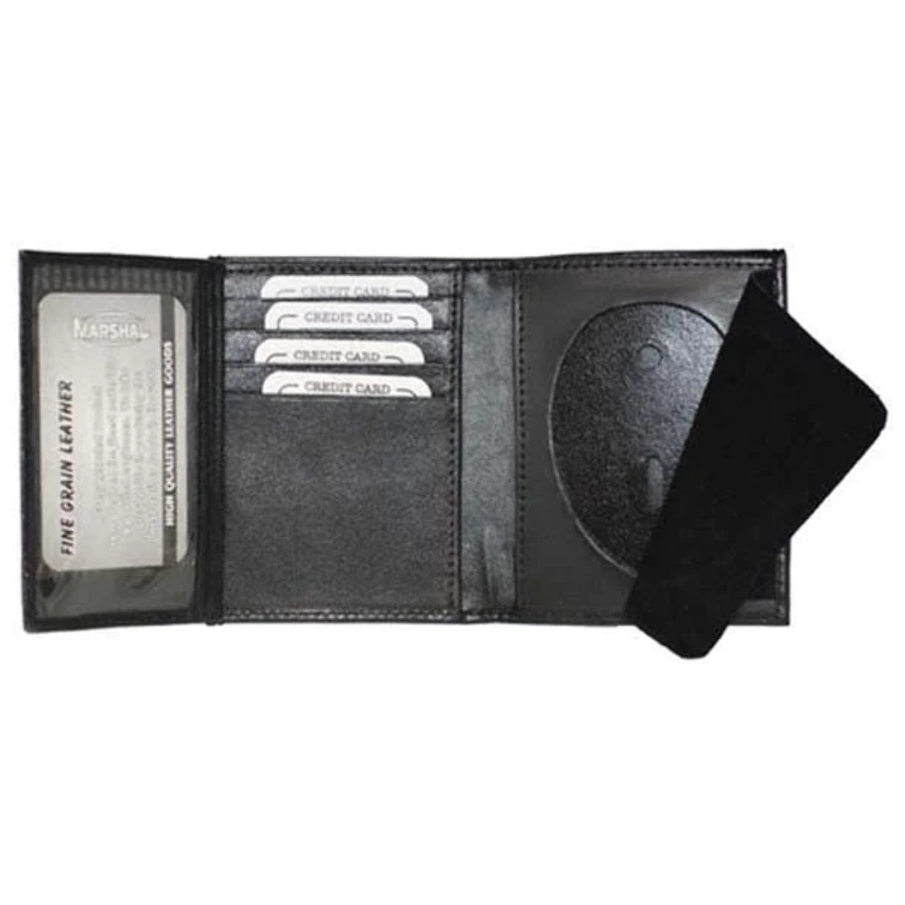 RFID Blocking Black Leather Men’s Conceal Carry Badge Wallet License Heart Shiel
