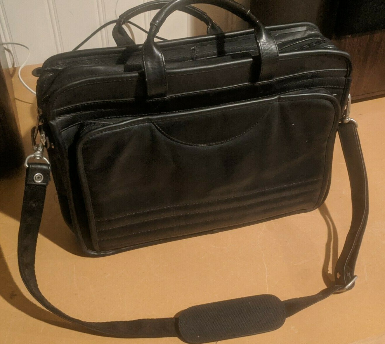 Heritage Soft Black Leather Case Portfolio Laptop Bag Briefcase 16X12 INDIA