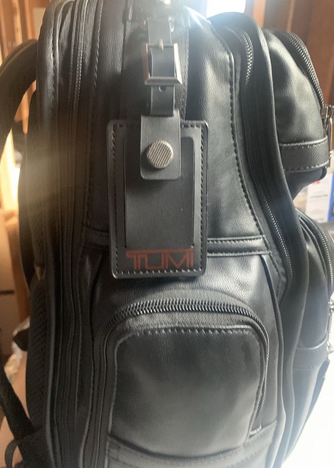 TUMI Alpha 3 Leather Backpack, T-pass, Black $895 96378