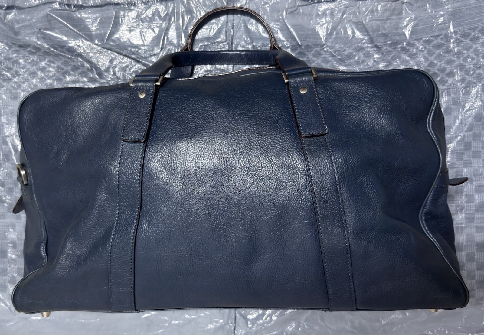 Jack Spade Medium Eaton Duffle Grain Blue Leather