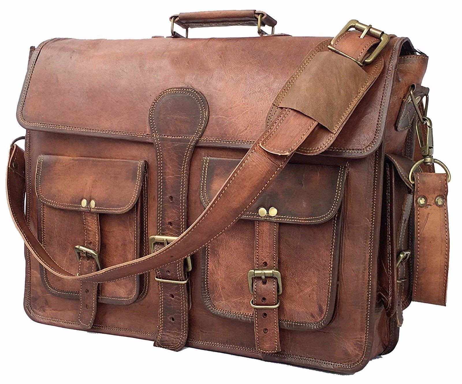Handmade Men’s prestige Leather Vintage Laptop Messenger Briefcase Bag Satchel