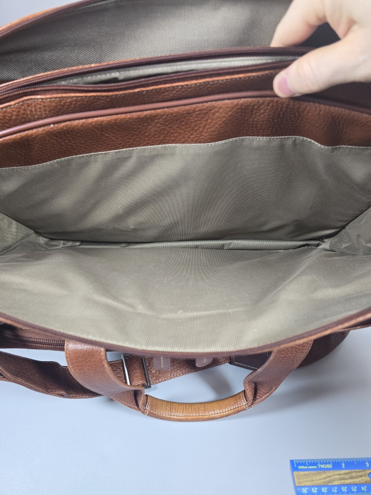 Johnston & Murphy Brown Leather Briefcase Shoulder Laptop Bag