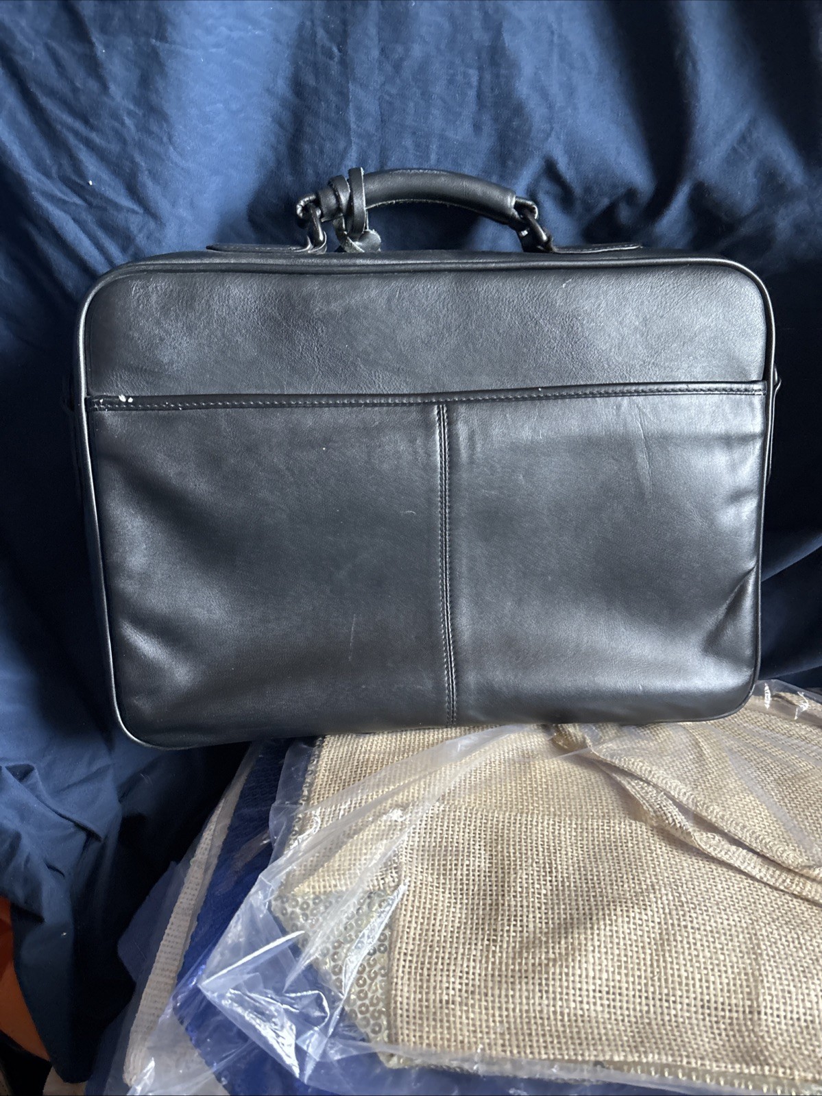 Soft Sided Leather Briefcase Black W Shoulder Strap REDUCED!!