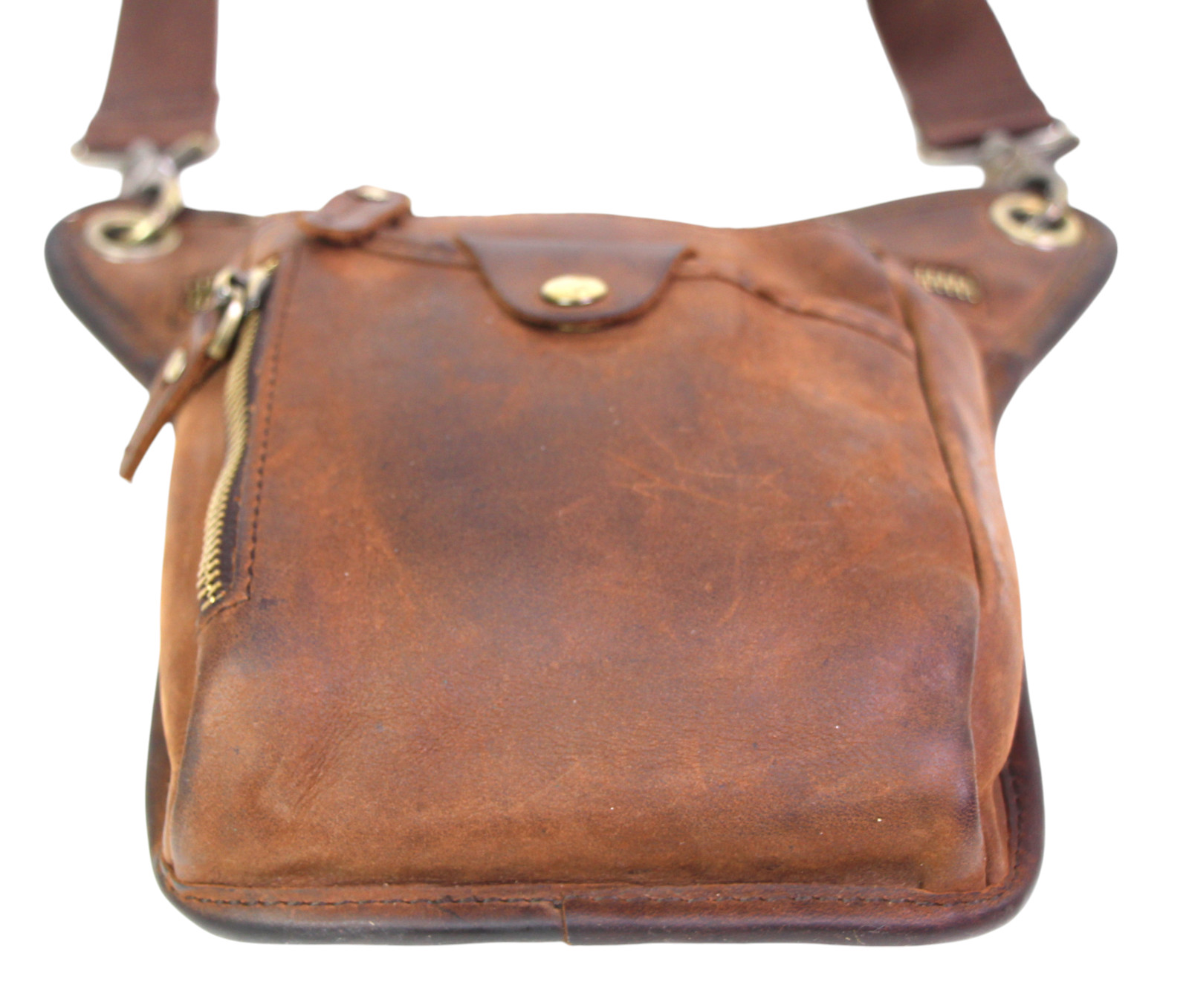 HandCrafted BROWN GENUINE LEATHER MEDIUM SHOULDER BAG X-BODY MESSENGER BELT BAG