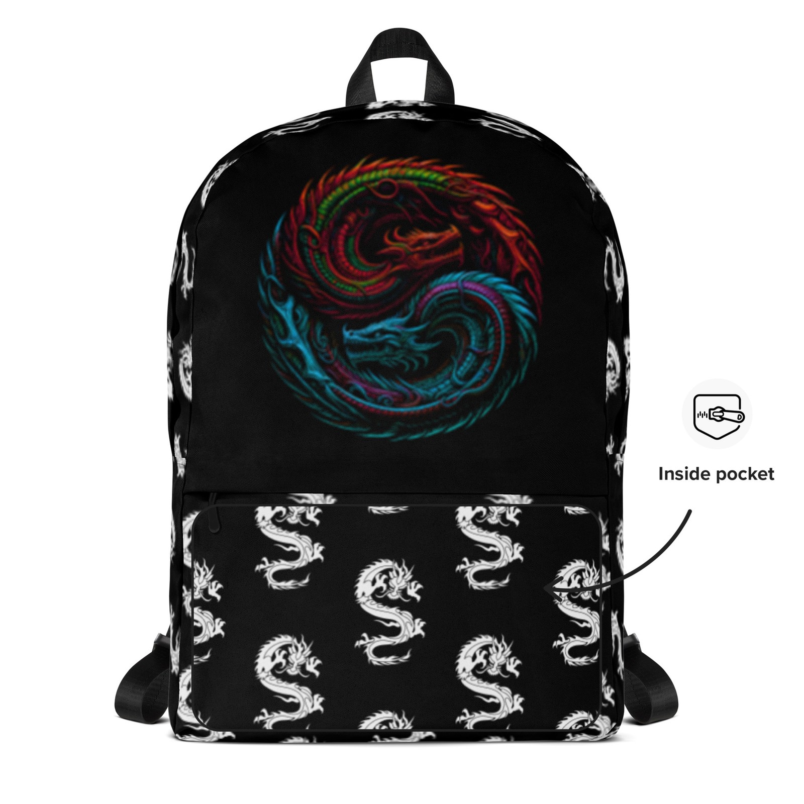 Yin Yang Dragon Backpack Fire and Ice Chinese Symbol Bag Anime Gift