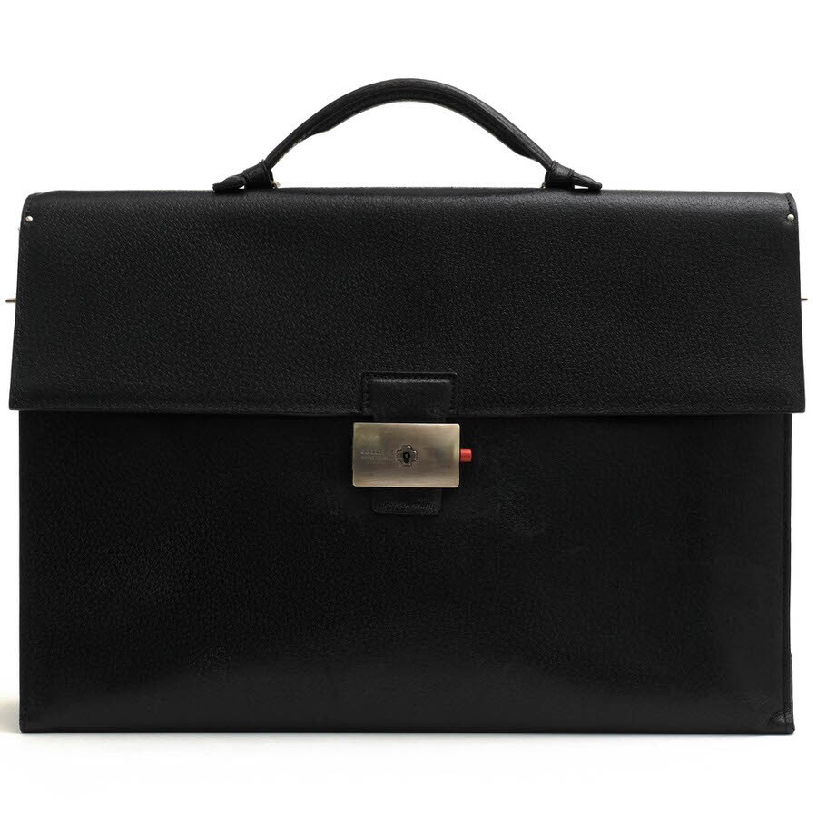 Bally Briefcase Handbag Clutch Bag Business Leather Black 40x29x13cm pre-owned
