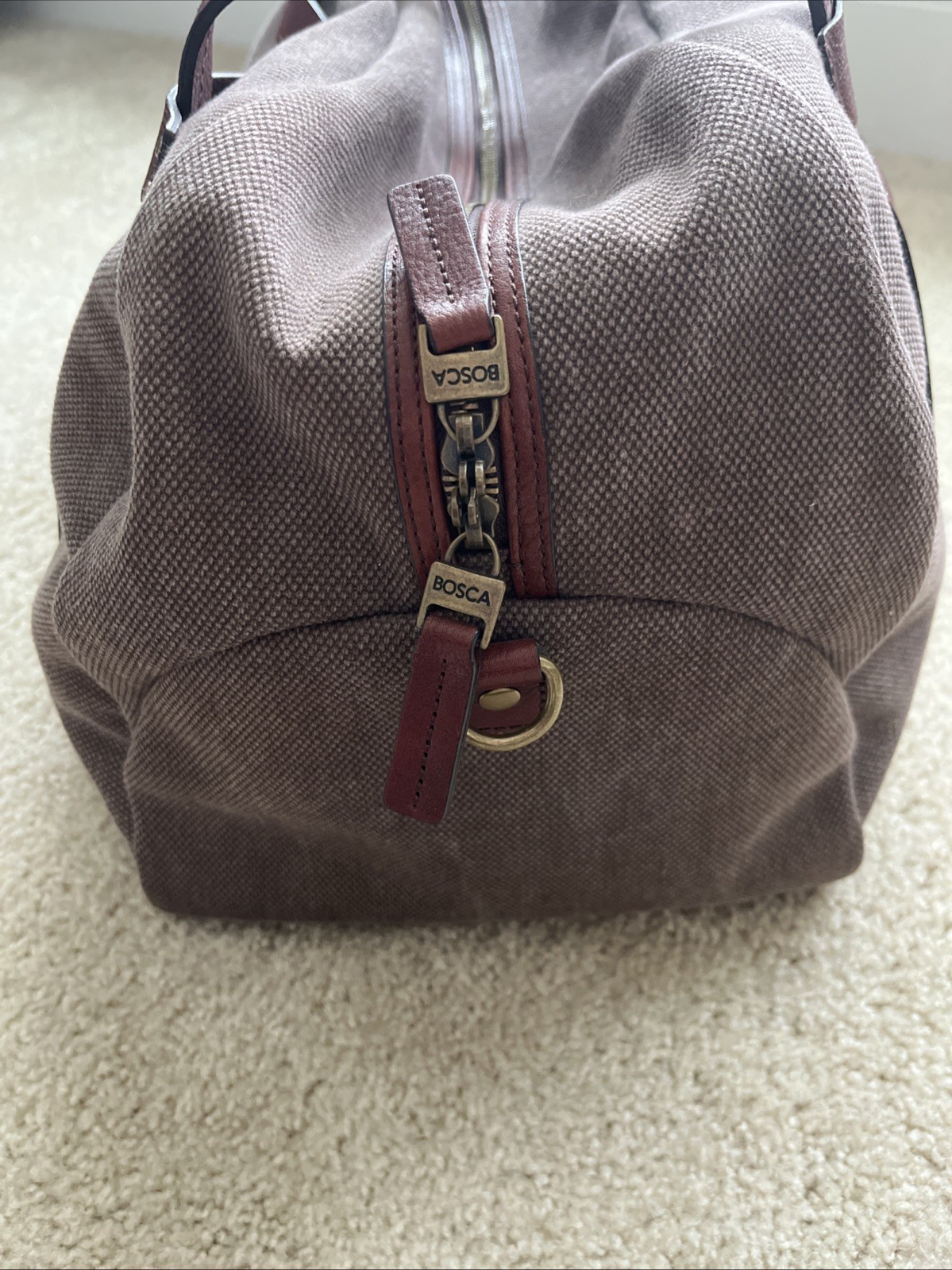 Bosca Men’s Canvas/Washed Leather Collection – Duffel w/ Strap Designer $455