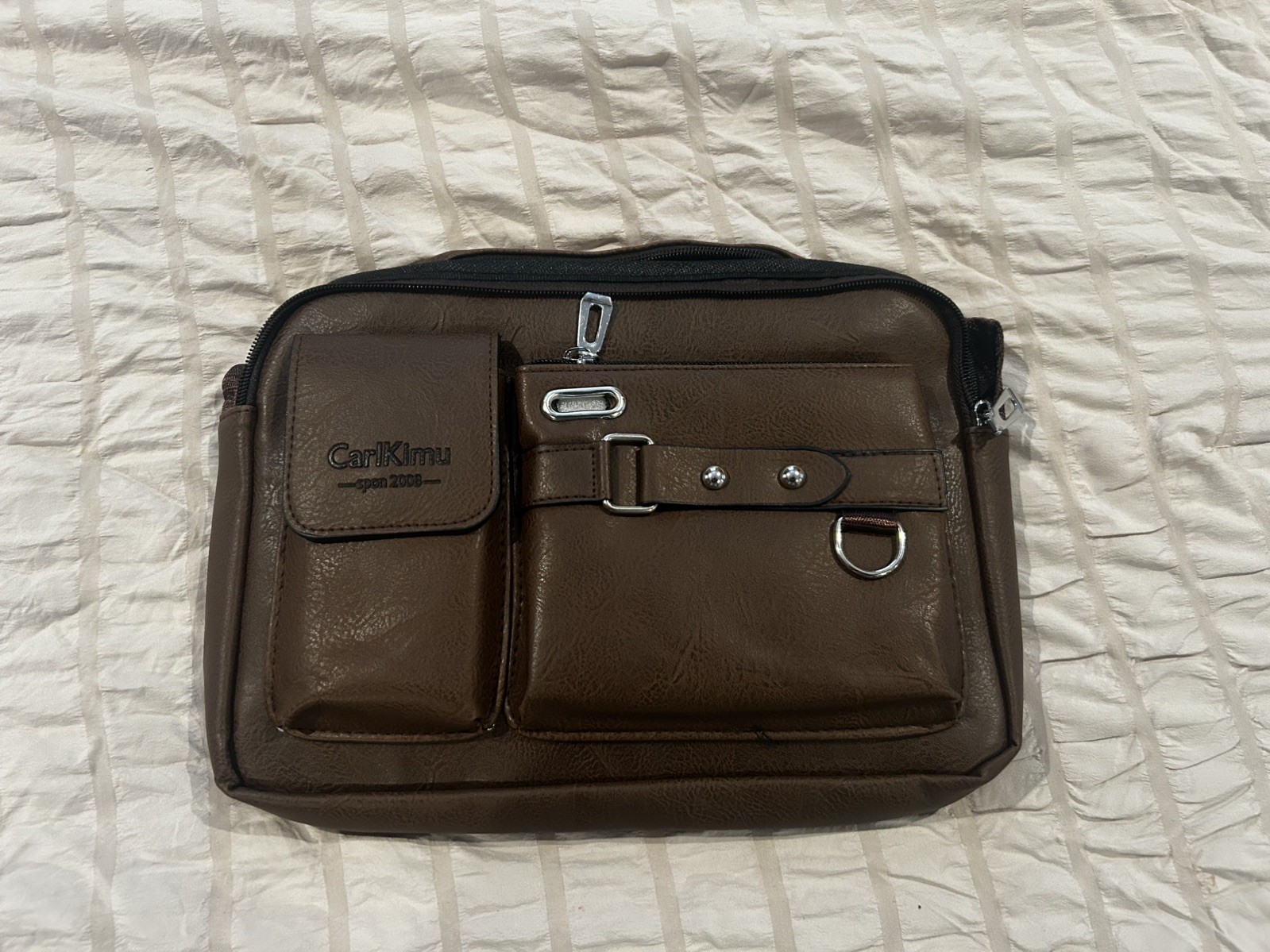Waterproof Wear-resistant PU Men’s Shoulder Bag Crossbody Bag For 8 In Laptop