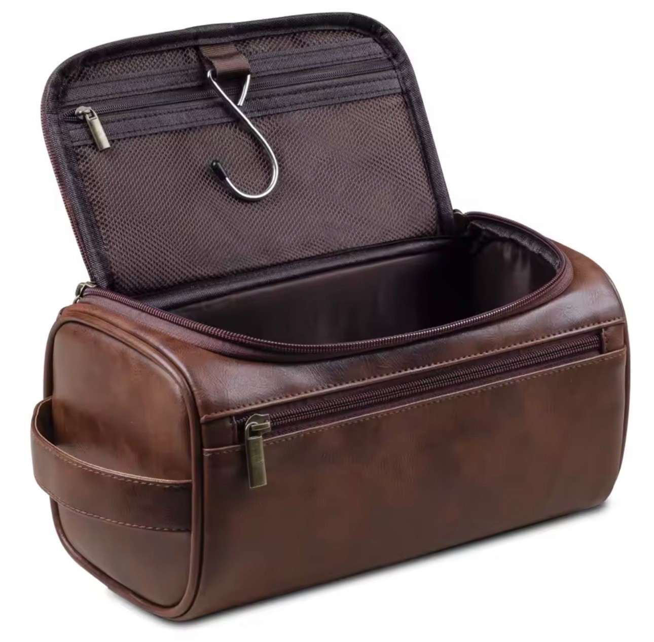 Travel Toiletry Bag For Men and Women Leather Hanging Toiletry Organizer