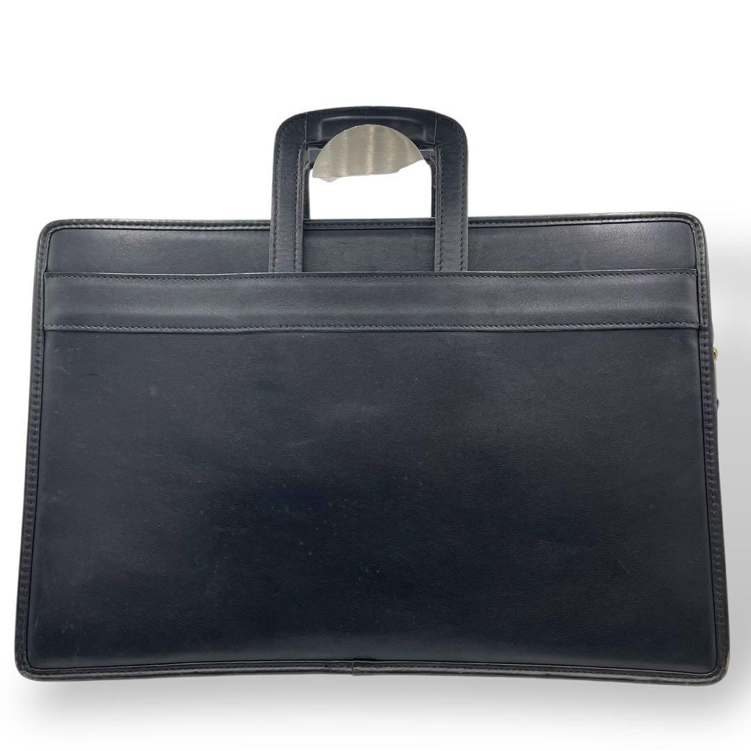 Rare Old COACH Black Leather Briefcase Business Bag 43x29x7cm Shoulder 33cm
