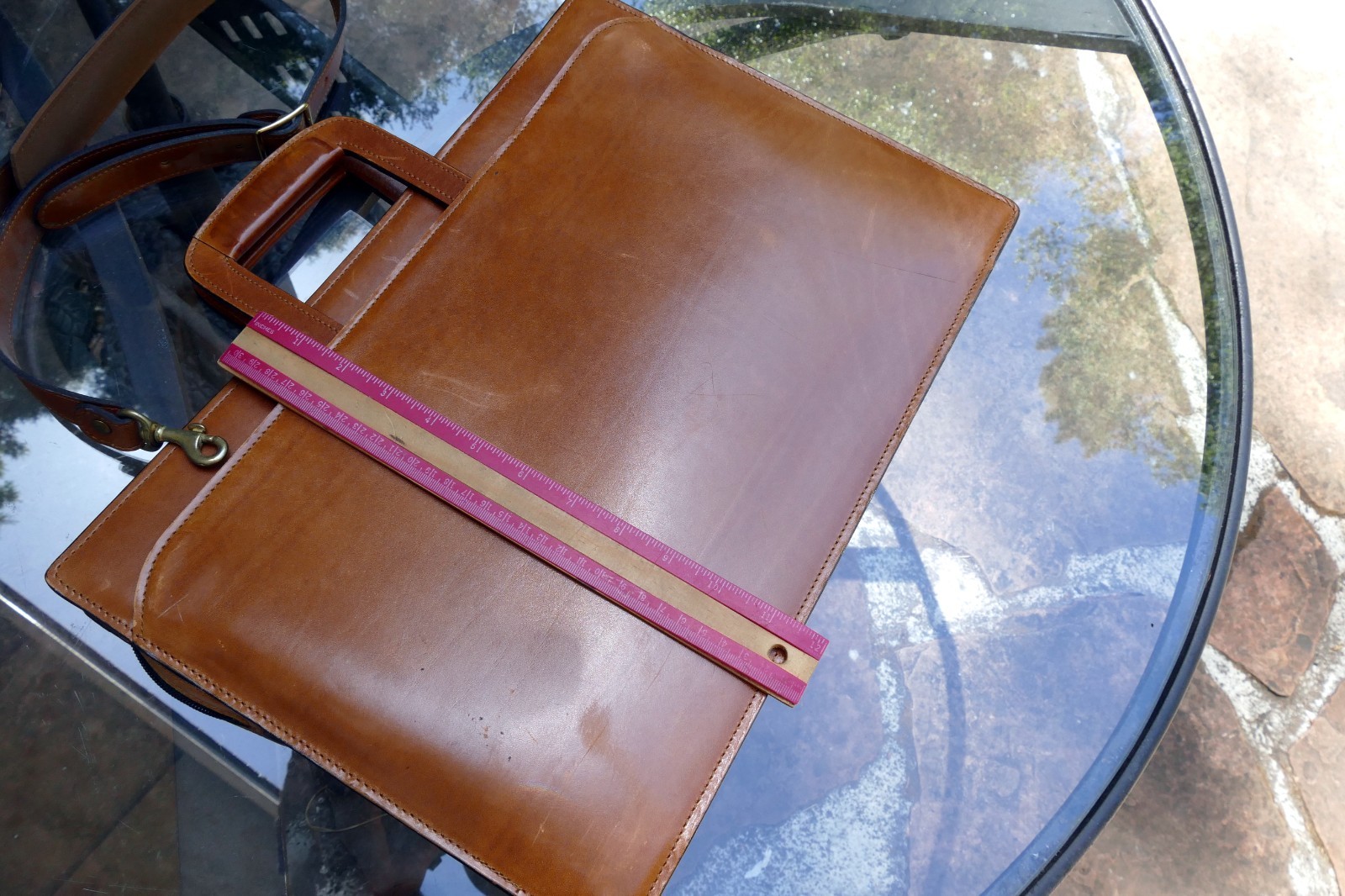 Schlesinger Full Grain Cowhide Light Brown Leather Briefcase Satchel Made in USA