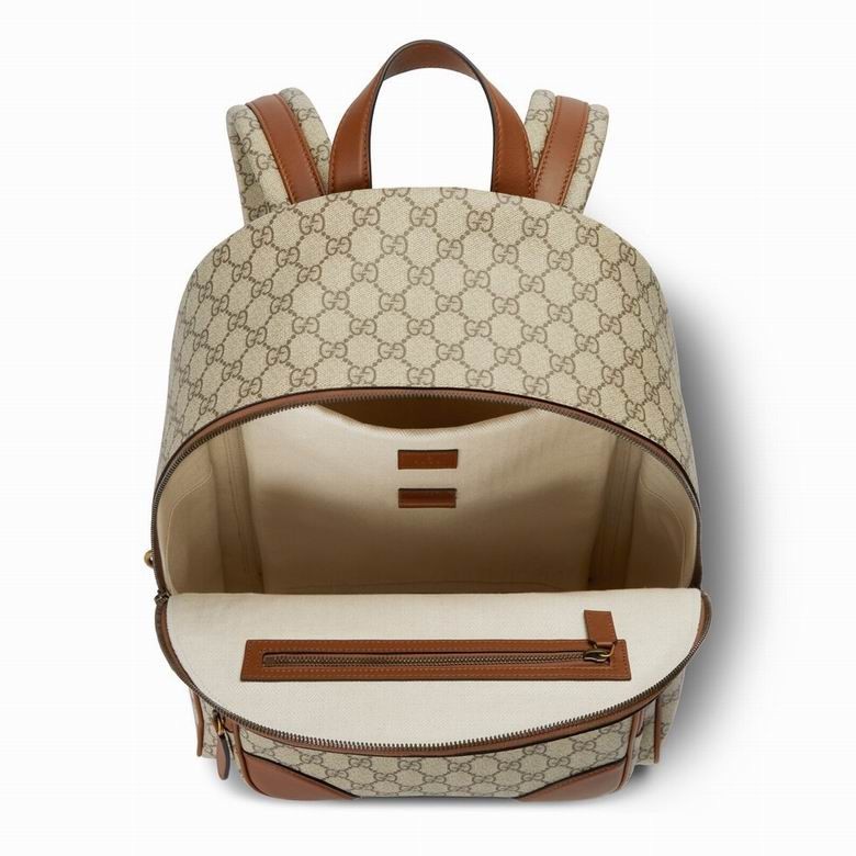 Gucci GG Emblem Medium Canvas Leather – Trimmed Backpack – BROWN – Made in Italy