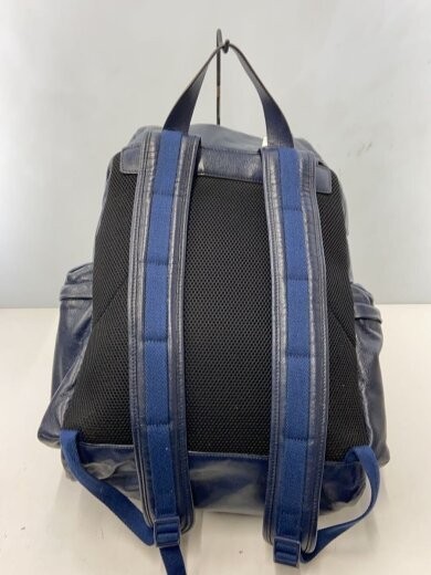 GUCCI Double G Logo Backpack leather Buckle navy Large 12.2 × 16.9 × 5.9 in