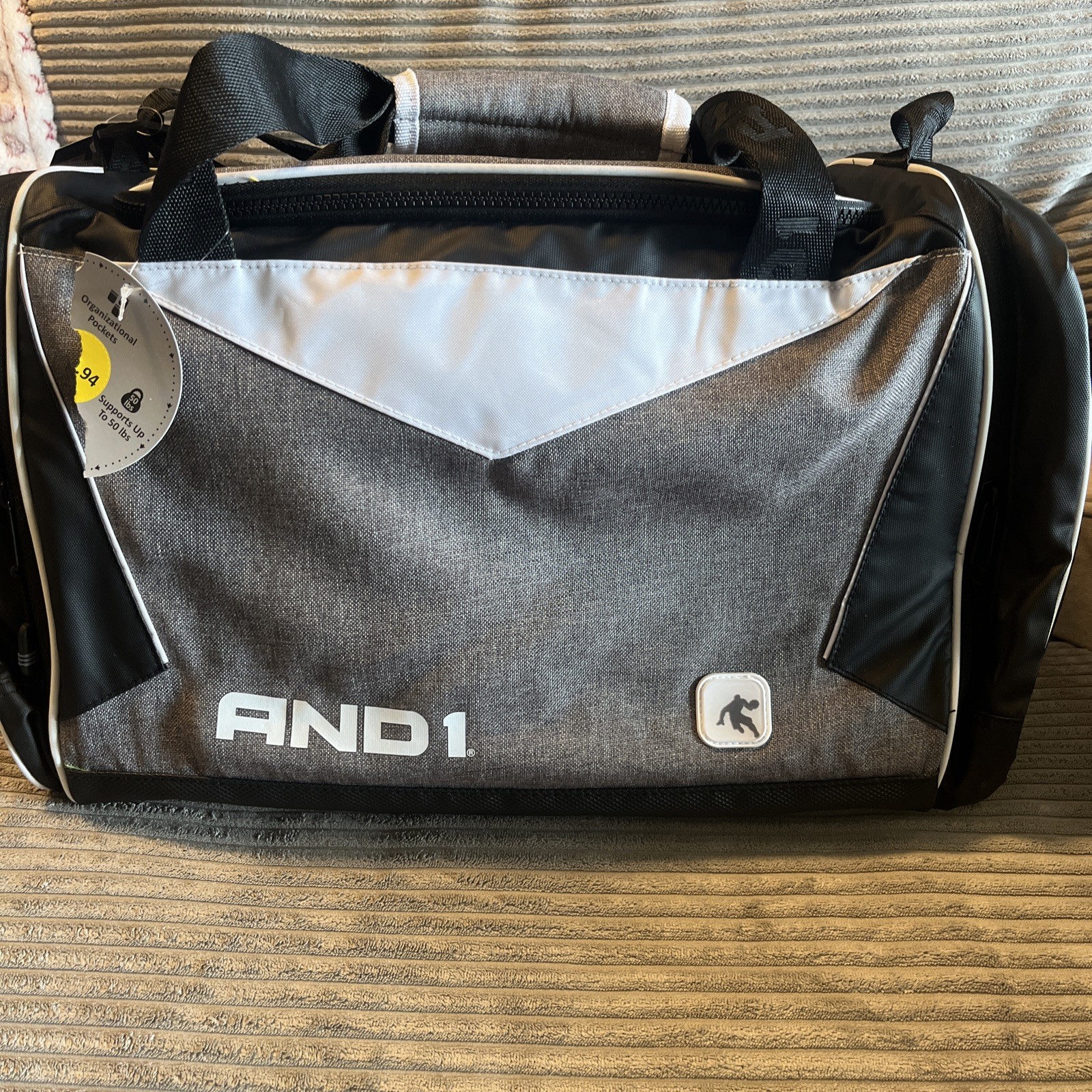 AND1 Duffel Bag Black And Gray New Sport Gym