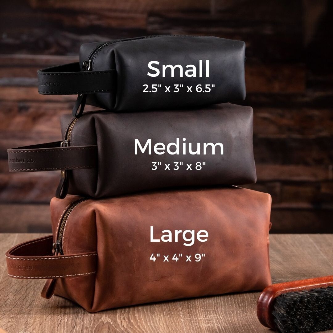 Leather Toiletry Bag For Men Personalized Travel Dopp Kit Handmade Wash Bag