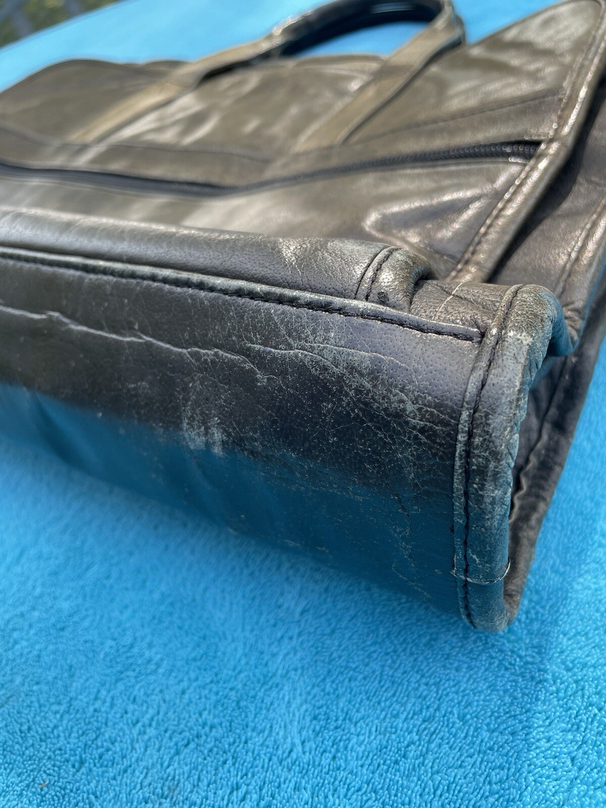 Vintage Leather Briefcase Portfolio Heritage Industries India Sun Faded Patina