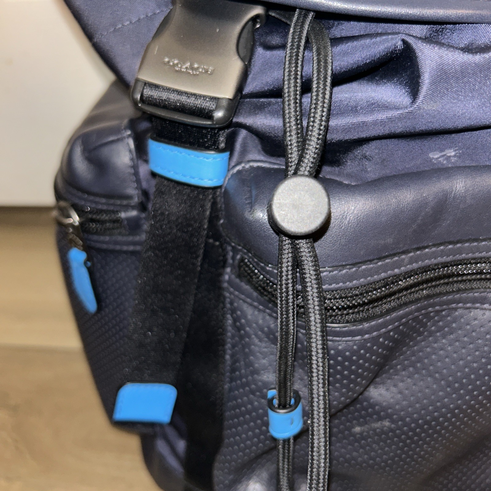COACH Terrain Trek Leather Backpack Perforated Blue & Black Luxury Travel F57477