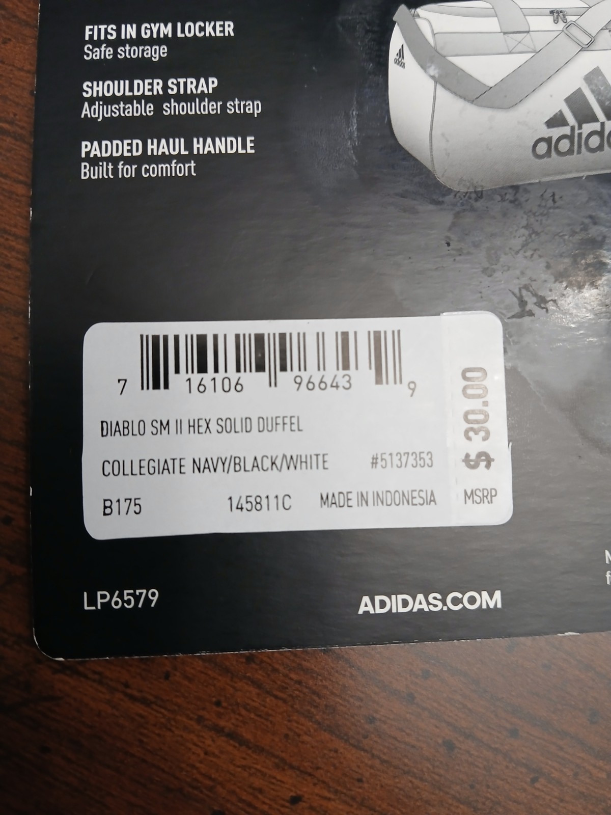 Adidas Diablo Small II Hex Solid Duffel Gym Training Bag 5137353 NWT MSRP $ 30