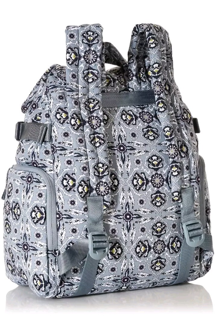 Vera Bradley Backpack,Cotton Utility, Plaza Tile, Gray Blue, Recycled fabric,NEW