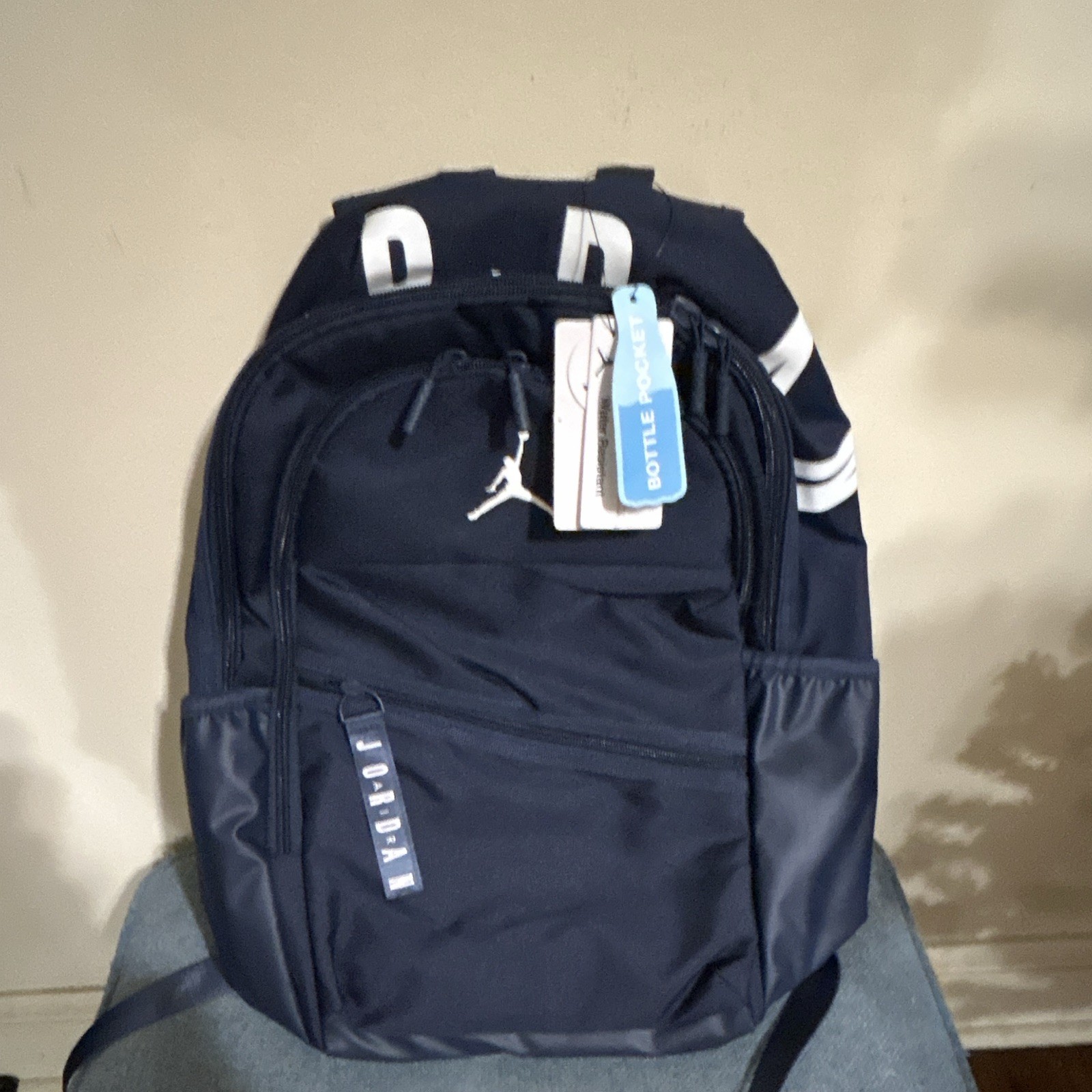 Jordan Navy Jumpman Backpack Unisex Adult Bottle Pocket Adjustable Strap Zip