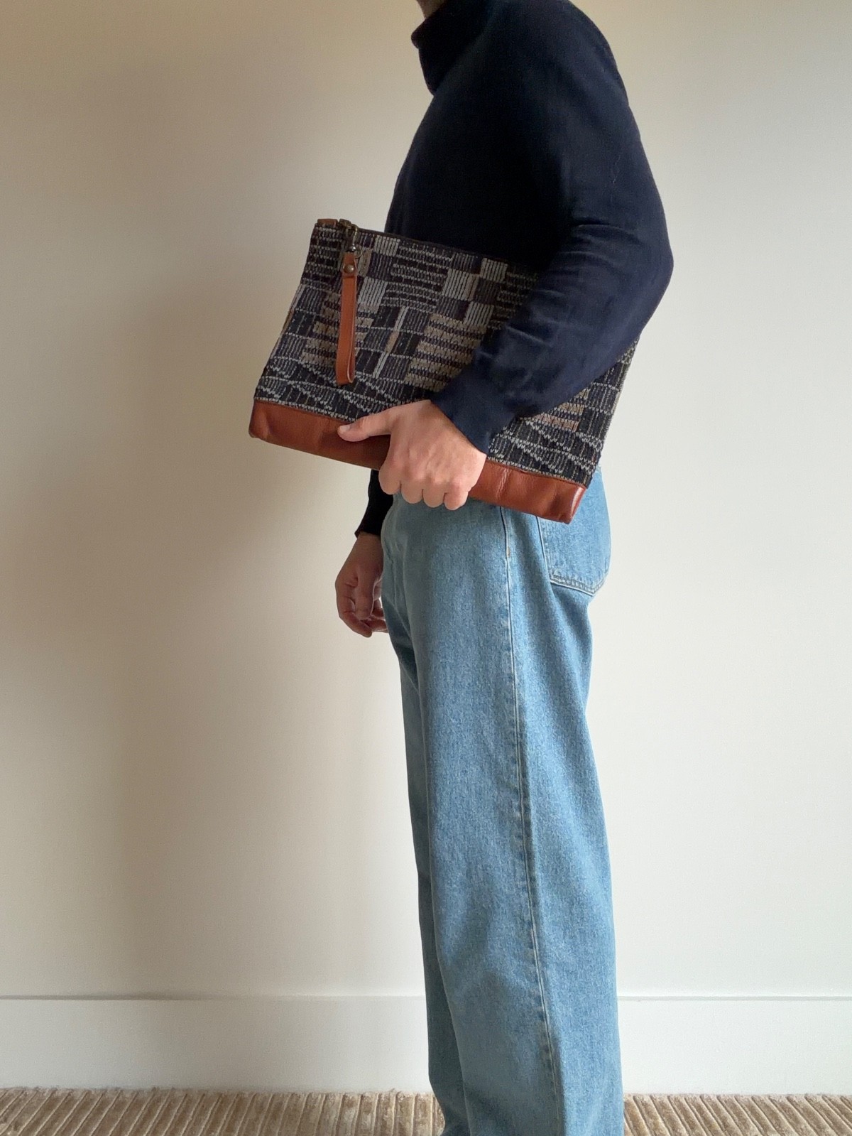 Missoni Multicolored Knit, Leather, And Canvas Clutch Bag | Unisex
