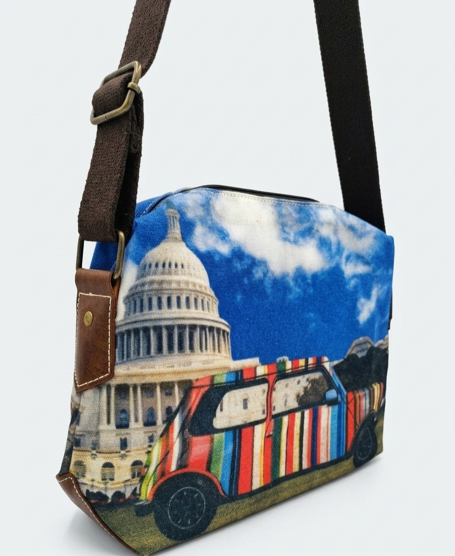 Paul Smith Mini Cooper Washington DC Messenger Bag Canvas Leather Shoulder Cross