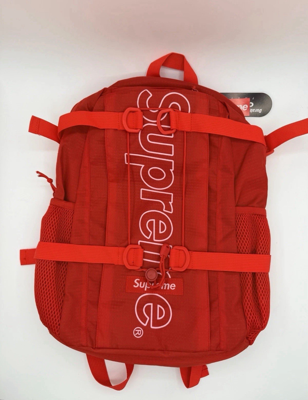 Supreme Backpack Red FW18 Adjustable Bookbag Breathable Condura Clip Zip Bag