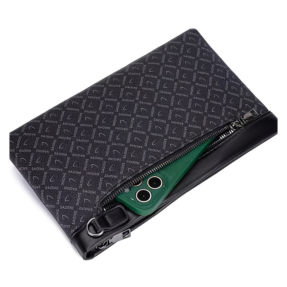 Men’s Lion Head Metal Buckle Clutch Bag – Business Casual Envelope Handbag