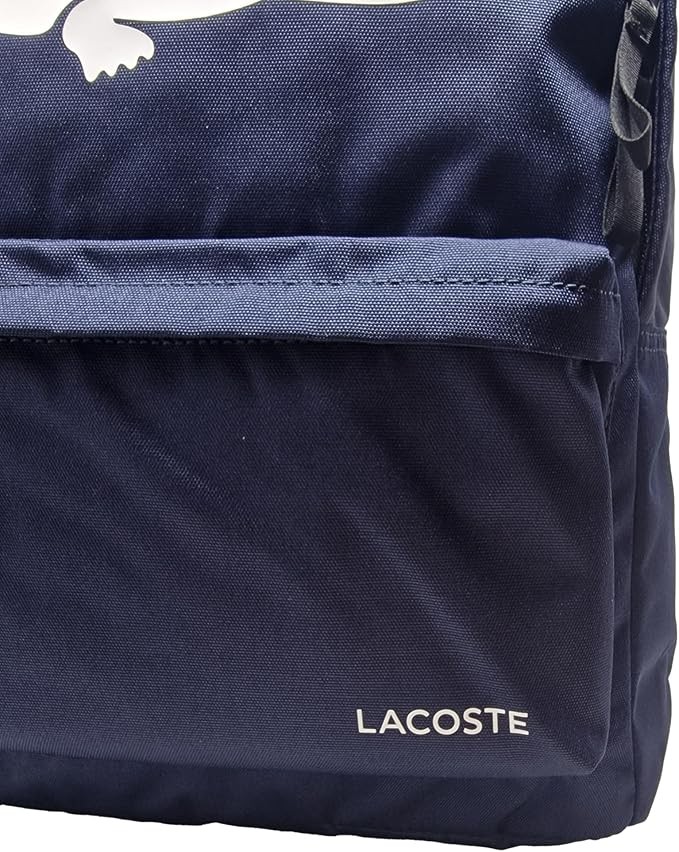 LACOSTE $98 Backpack BIG CROC LOGO bag side pocket N Blue AUTHENTIC NEW NH5184OM